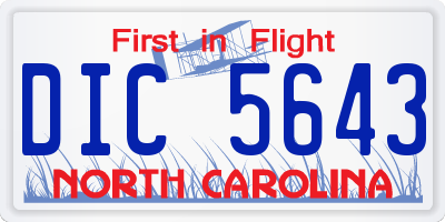 NC license plate DIC5643