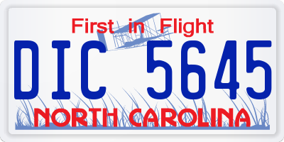 NC license plate DIC5645