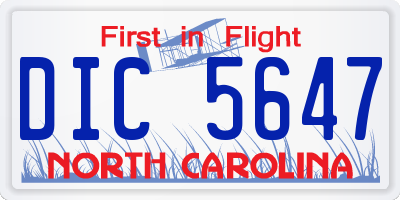 NC license plate DIC5647