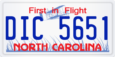 NC license plate DIC5651