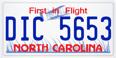 NC license plate DIC5653