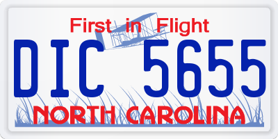 NC license plate DIC5655
