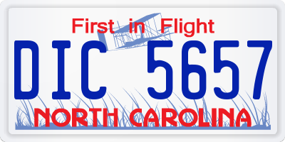 NC license plate DIC5657