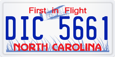 NC license plate DIC5661