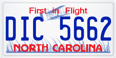 NC license plate DIC5662