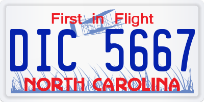 NC license plate DIC5667