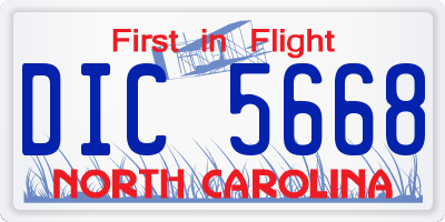 NC license plate DIC5668