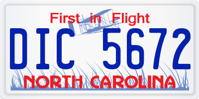 NC license plate DIC5672