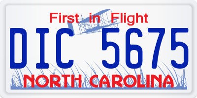 NC license plate DIC5675