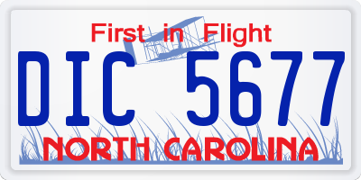 NC license plate DIC5677