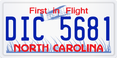 NC license plate DIC5681
