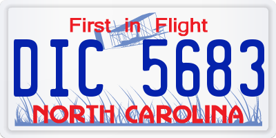 NC license plate DIC5683