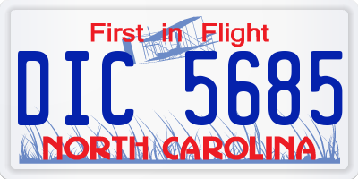 NC license plate DIC5685