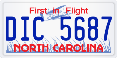 NC license plate DIC5687