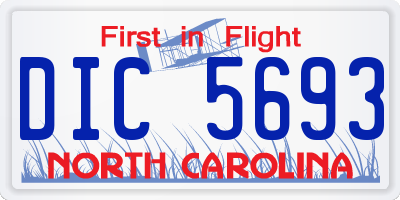 NC license plate DIC5693