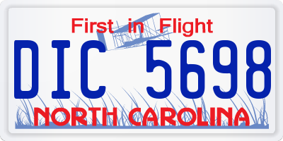 NC license plate DIC5698