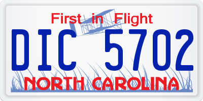 NC license plate DIC5702