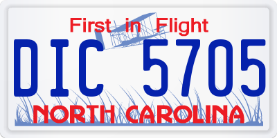NC license plate DIC5705