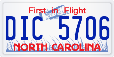 NC license plate DIC5706