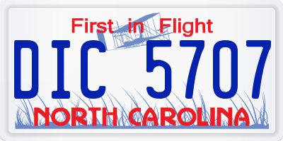 NC license plate DIC5707