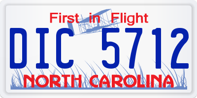 NC license plate DIC5712