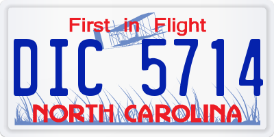 NC license plate DIC5714