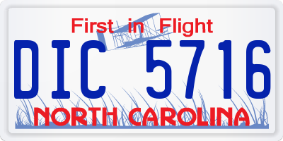 NC license plate DIC5716