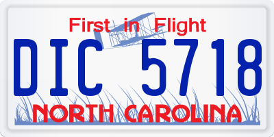 NC license plate DIC5718