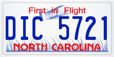 NC license plate DIC5721