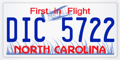 NC license plate DIC5722