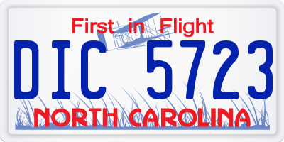 NC license plate DIC5723