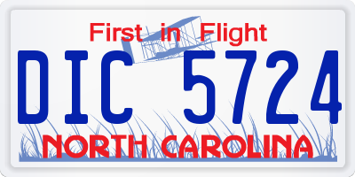NC license plate DIC5724