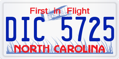 NC license plate DIC5725