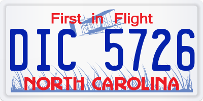 NC license plate DIC5726
