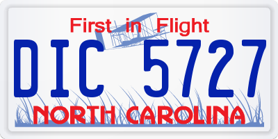 NC license plate DIC5727