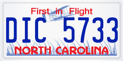 NC license plate DIC5733