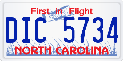 NC license plate DIC5734