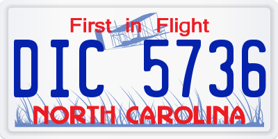 NC license plate DIC5736