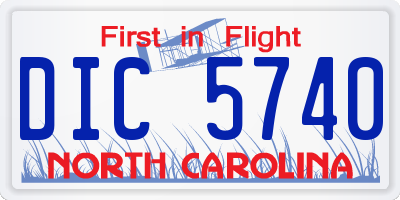 NC license plate DIC5740
