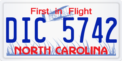 NC license plate DIC5742