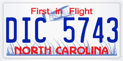 NC license plate DIC5743