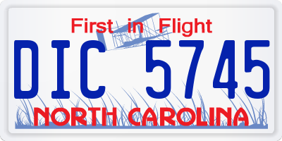 NC license plate DIC5745