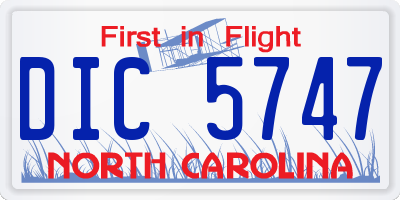 NC license plate DIC5747