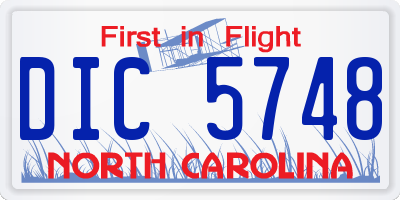 NC license plate DIC5748