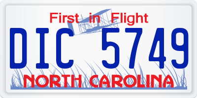 NC license plate DIC5749