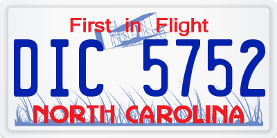 NC license plate DIC5752