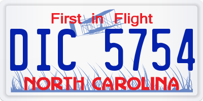NC license plate DIC5754