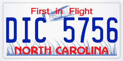 NC license plate DIC5756