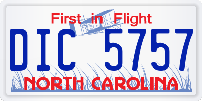 NC license plate DIC5757