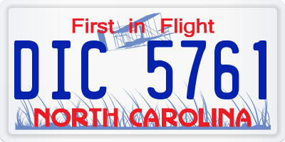 NC license plate DIC5761